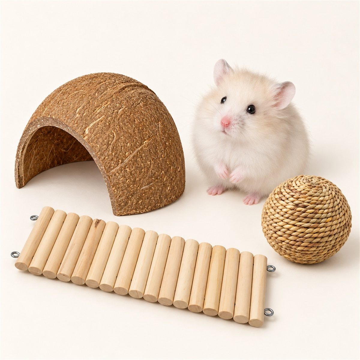 Illustrative image of Cozy Starter Kit with our hamster Guga beside it