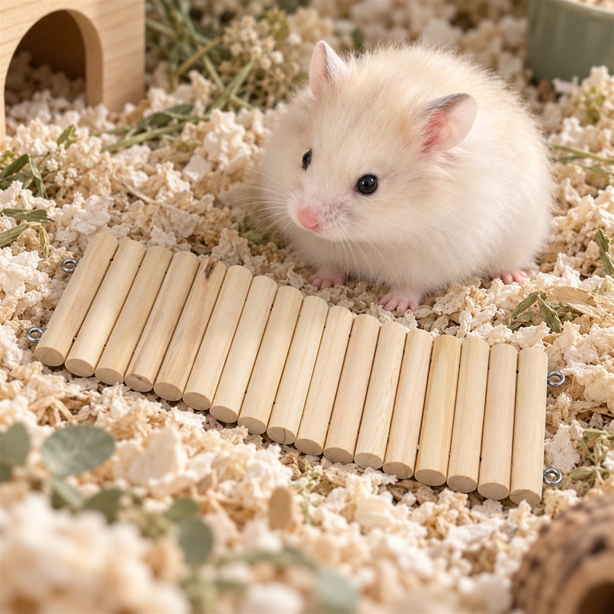 Illustrative image of Wooden Ladder Bridge with our hamster Guga beside it
