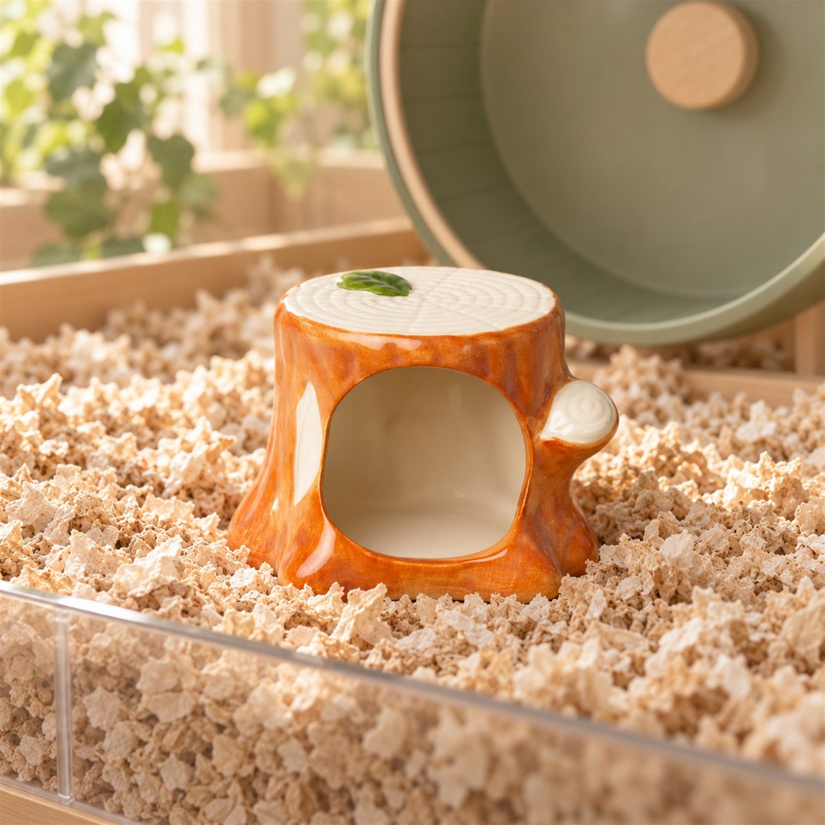 Illustrative image of Tree Stump Hideout in a hamster habitat scene