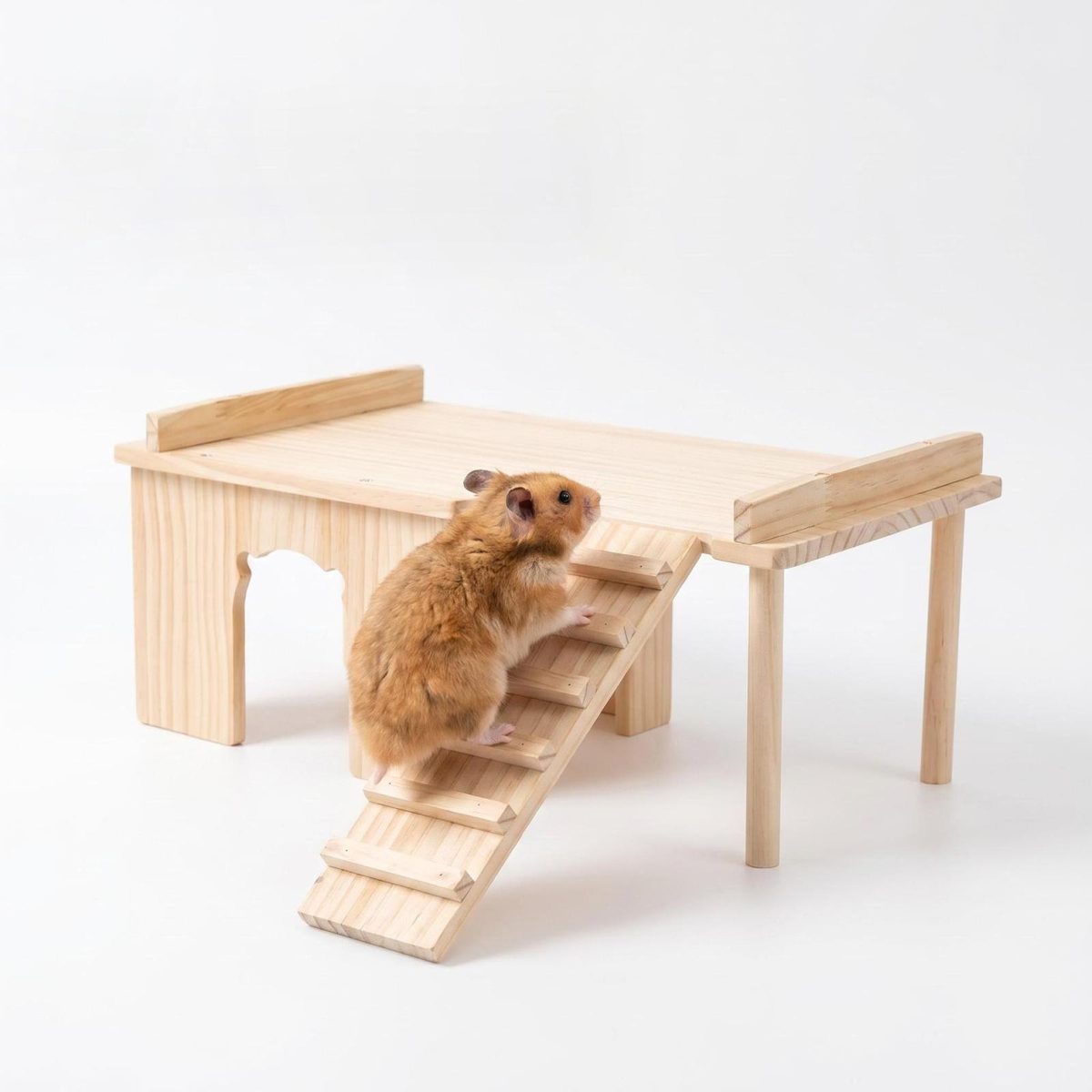 Two-Level Wooden Hideout with Ladder